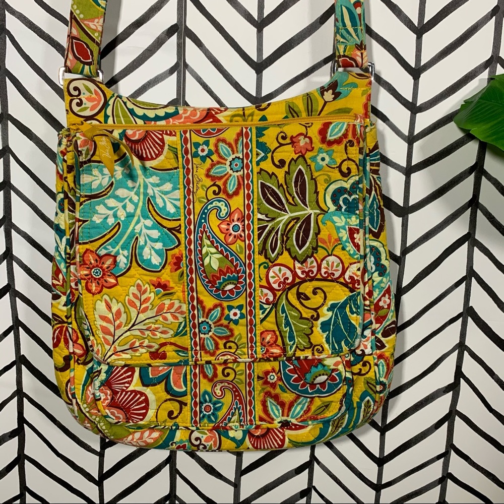 Vera Bradley Yellow Floral Paisley Crossbody Bag